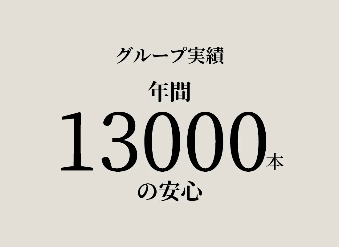 グループ実績、年間13,000本の安心